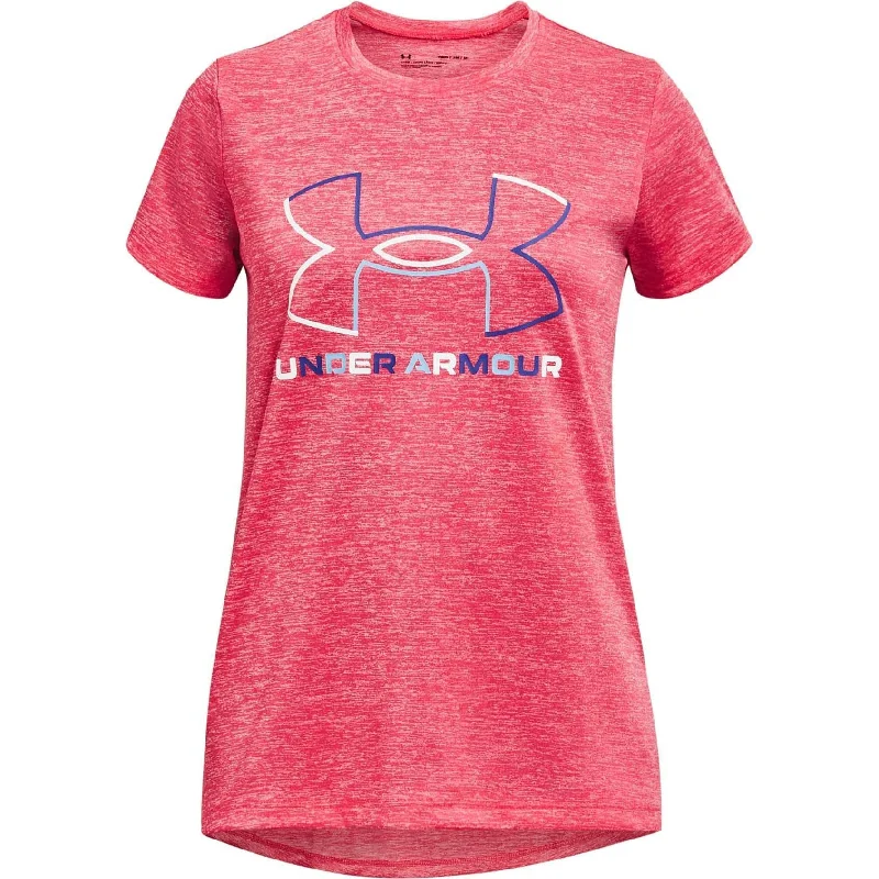 Early Bird Under Armour Tech Big Logo Twist Short Sleeve Junior Running Top - Pink