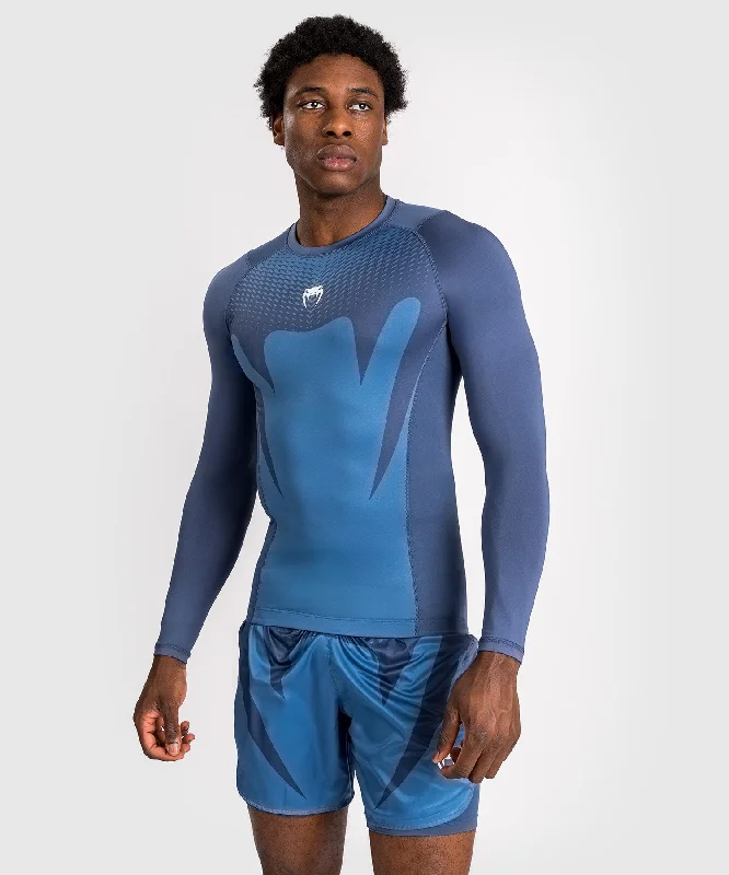 Closeout Sale Venum Attack Men's Long Sleeve Rashguard - Navy Blue