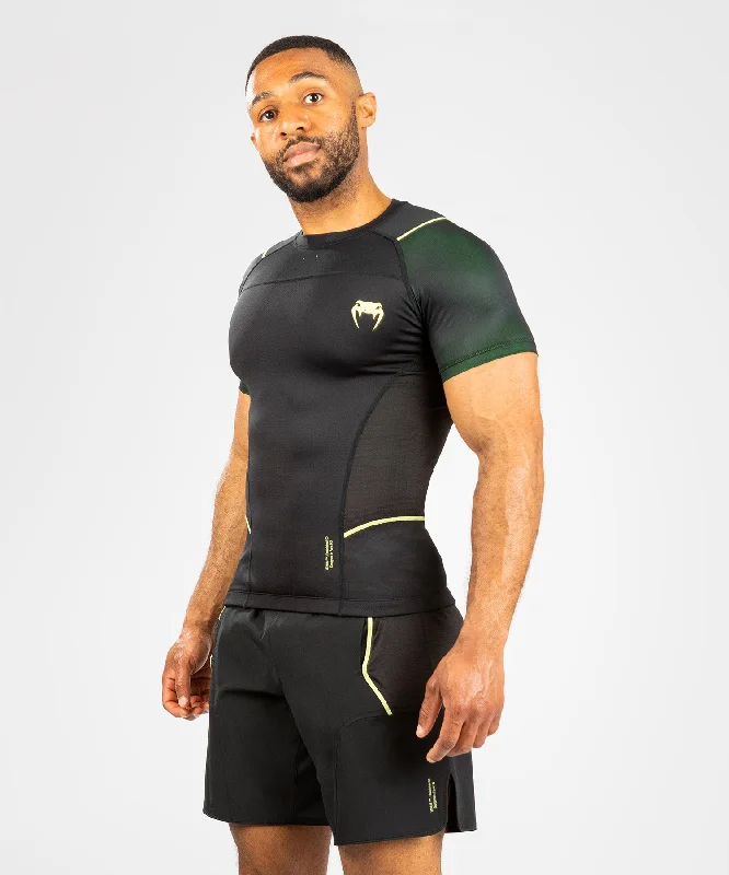 Midnight Madness Venum Fusion 2.0  Men’s Rashguard - Short Sleeves - Black/Yellow