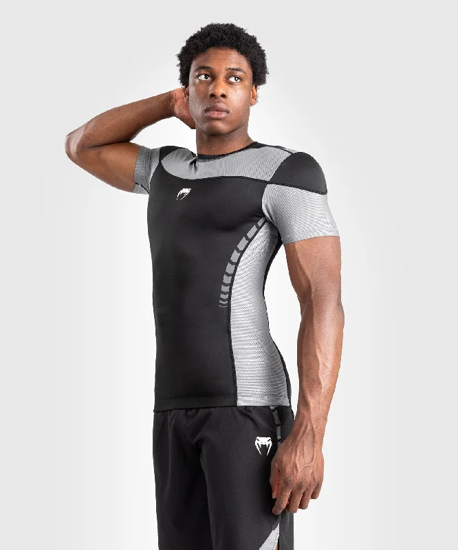 Super Savings Venum Tempest Men's Short Sleeve Rashguard - Black/Grey